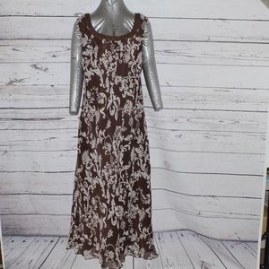Studio I Brown Print Chiffon Brown Under Dress 16W
